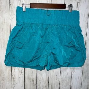 Amazon High Waisted Shorts Blue Teal Size XL Wide Waistband Running